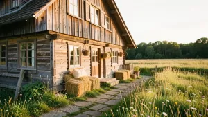 na wsi stary drewniany dom po remoncie